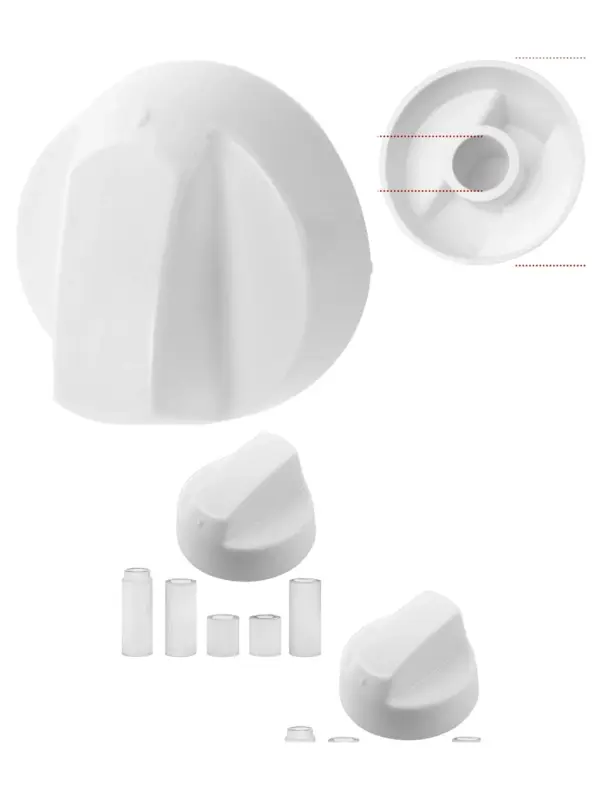 White Control Knob & Adapter Set for Creda Cooker Hob