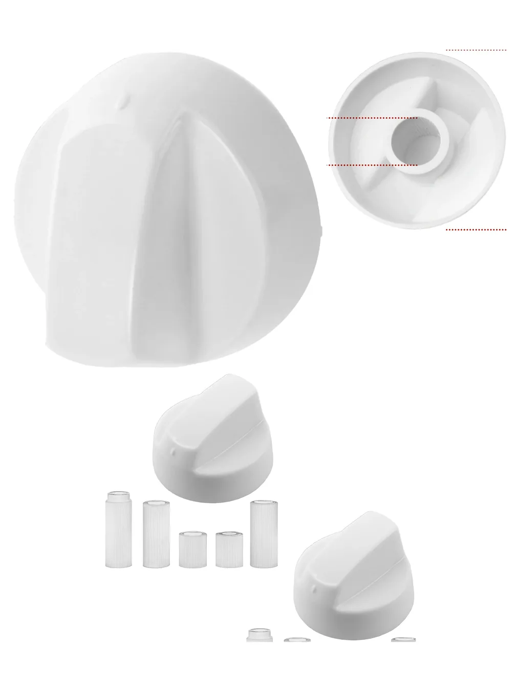 White Control Knob & Adapter Set for Creda Cooker Hob