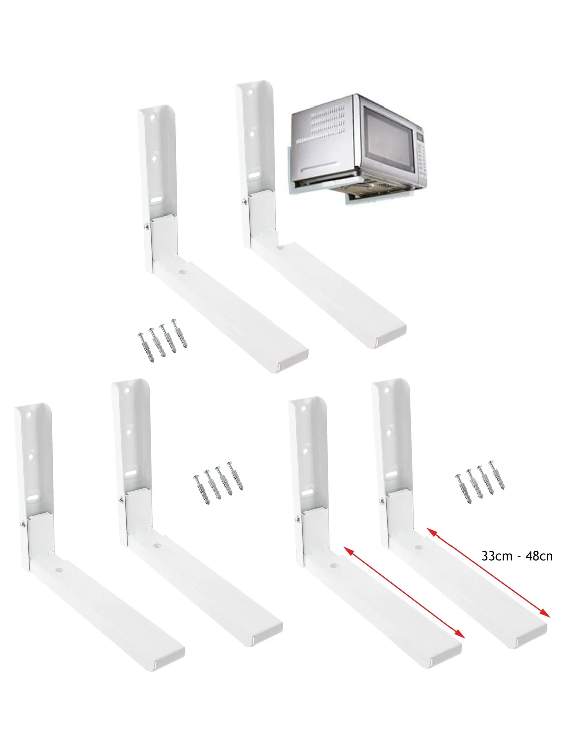 White Extendable Wall Mount Bracket for Kenwood Kitchen Microwaves