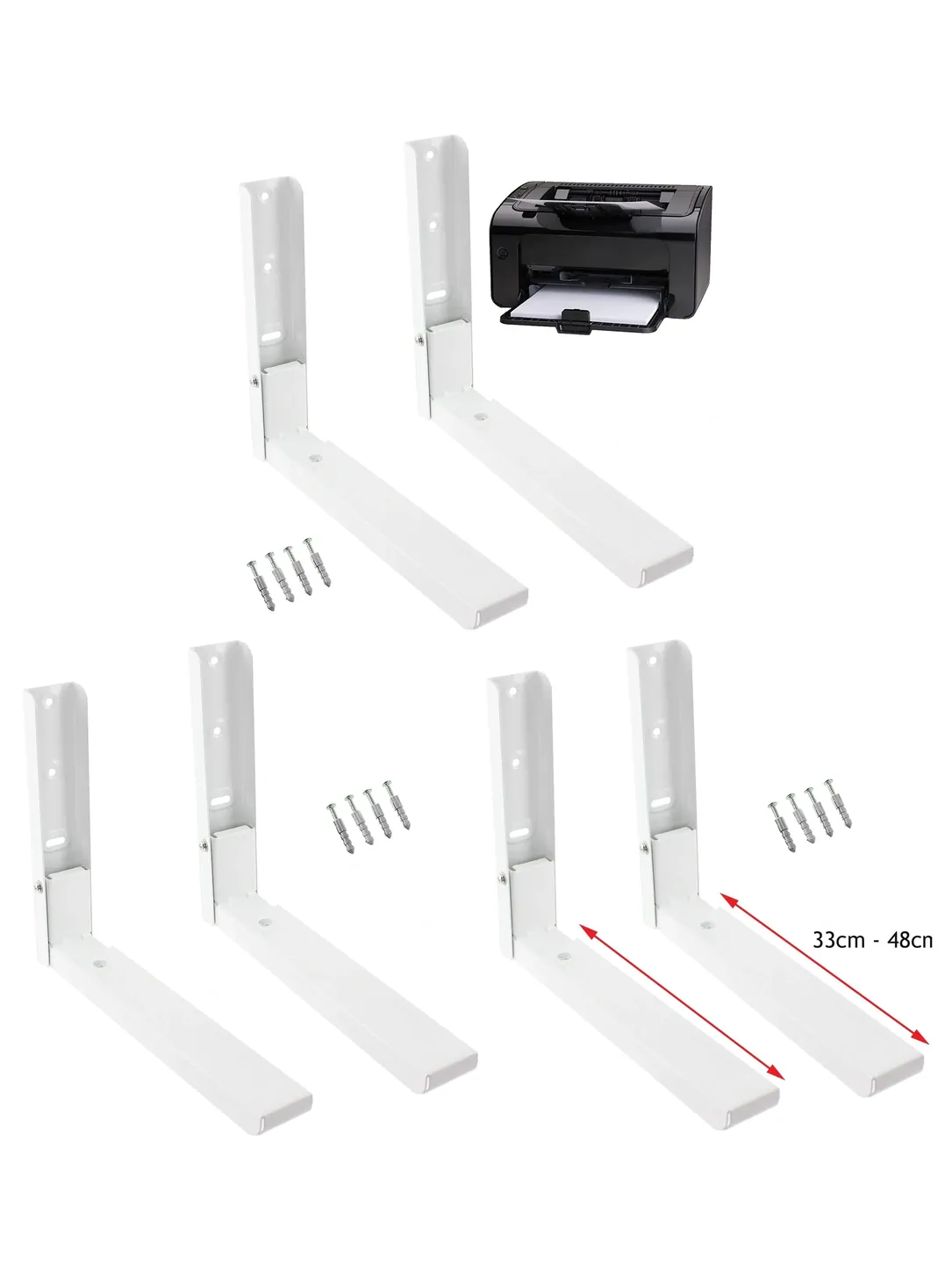 White Heavy-Duty Wall Mount Bracket for Printer, Copier & Scanner