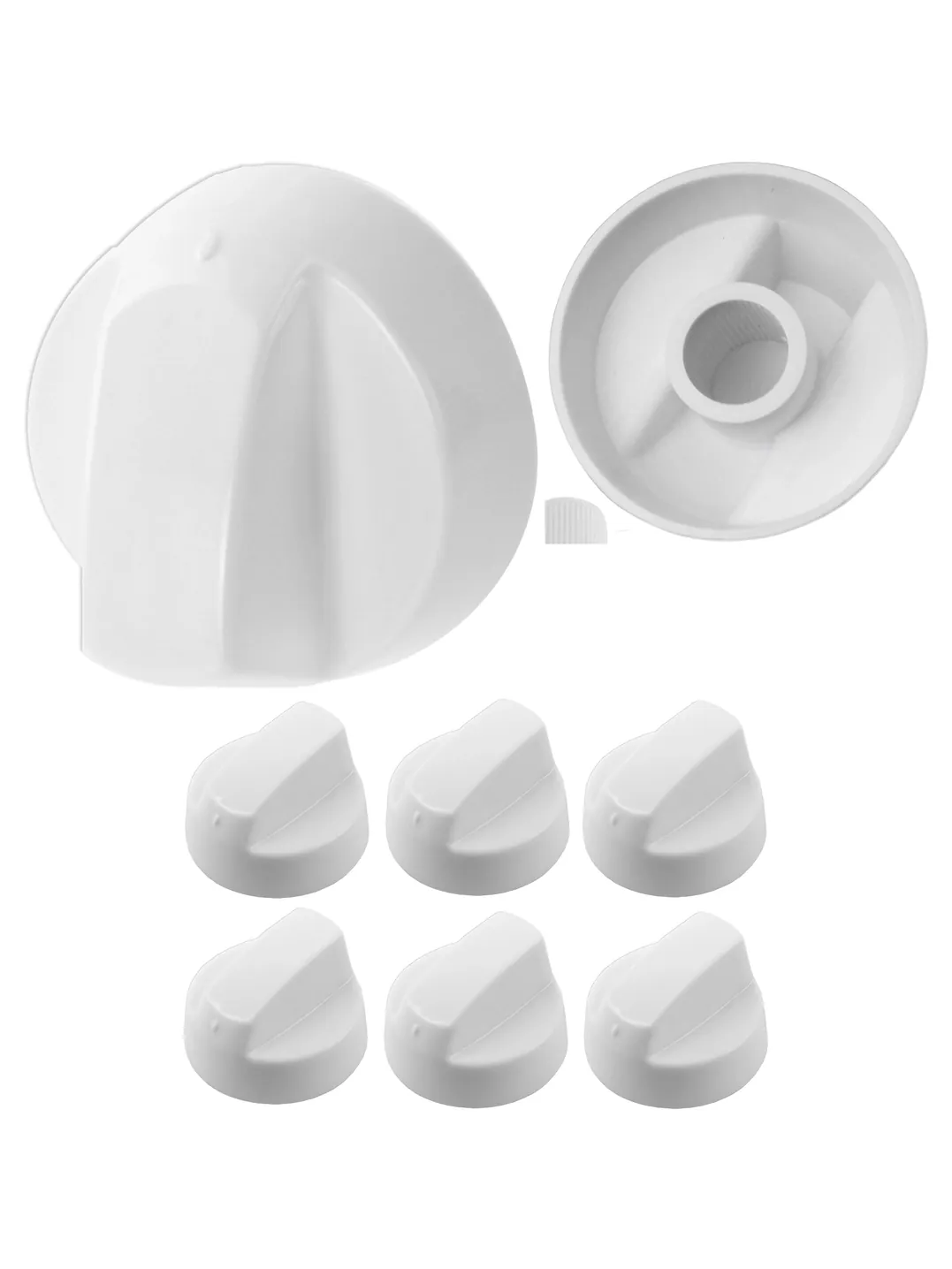 White Indesit Oven & Hob Control Knob Set – 6 Universal Adaptors