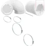 White PVC Air Duct Hose 6m x 3m Flexible Vent Pipe + 2 Steel Clips