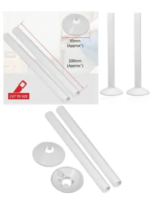 White Radiator Pipe Sleeve 15mm × 200mm Heat Shield Collar