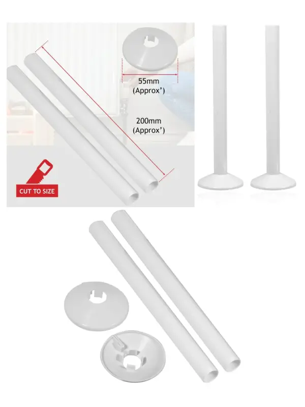 White Radiator Pipe Sleeve 15mm × 200mm Heat Shield Collar