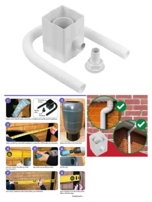 White Rainwater Diverter Kit for 65mm Square & 68mm Round Downpipes