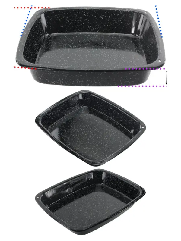 White Speckled Enamel Roasting Tray 33x27.5x5 cm Oven Baking Sheet