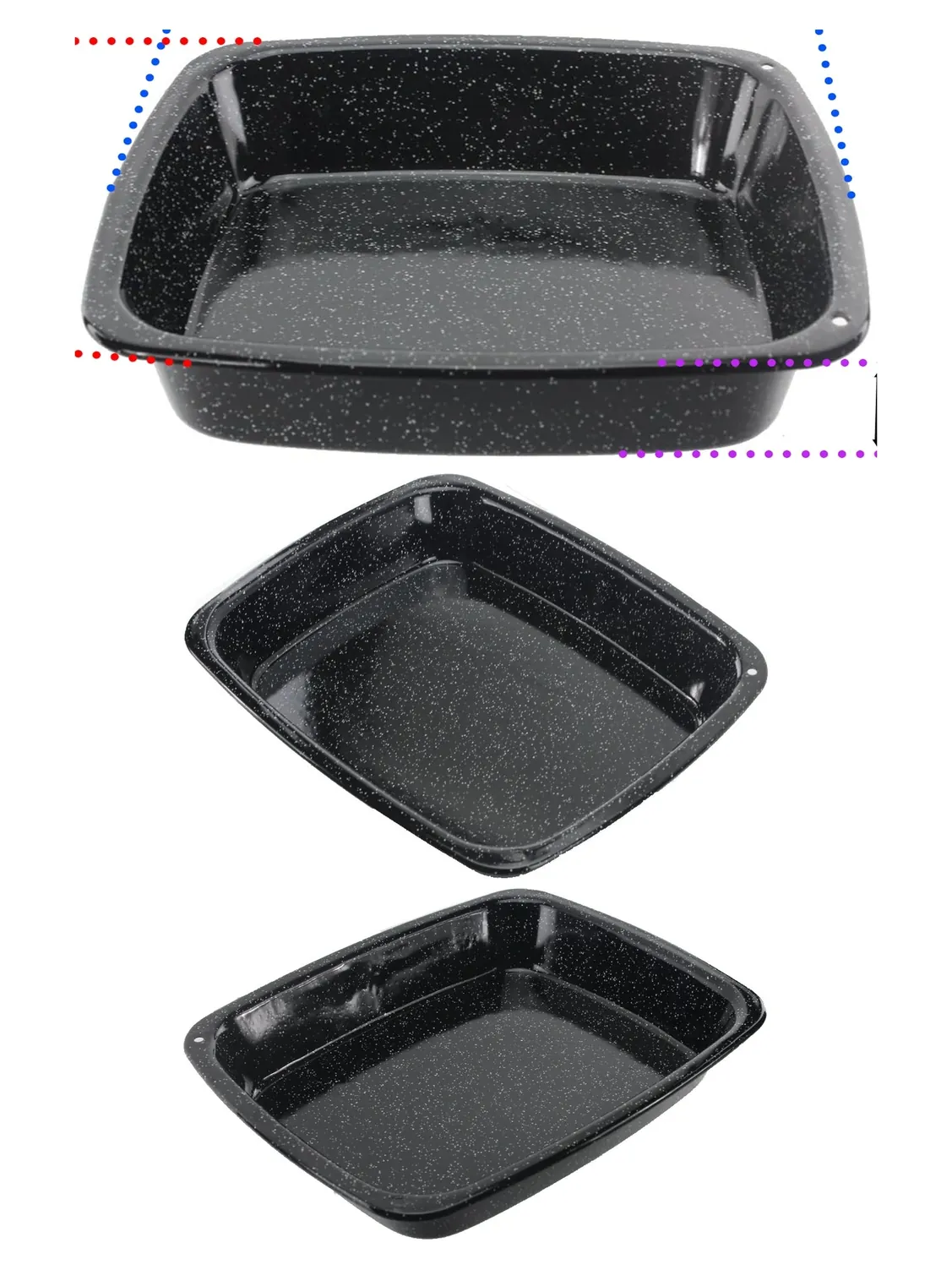 White Speckled Enamel Roasting Tray 33x27.5x5 cm Oven Baking Sheet