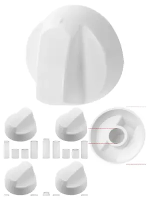 White Universal Control Knob Set (4) for Bosch Cooker Oven Hob
