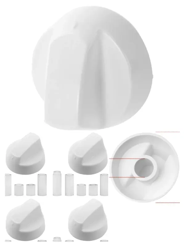 White Universal Control Knob Set (4) for Bosch Cooker Oven Hob