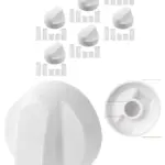 White Universal Control Knob Set 6 for Bosch Cooker Oven and Hob