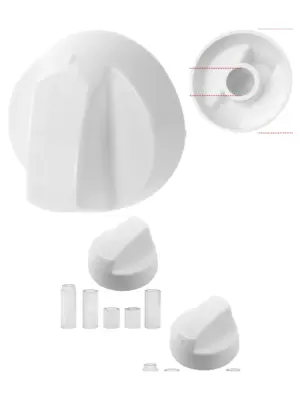 White Universal Oven & Cooktop Control Knob Set 2 pcs with Adapters