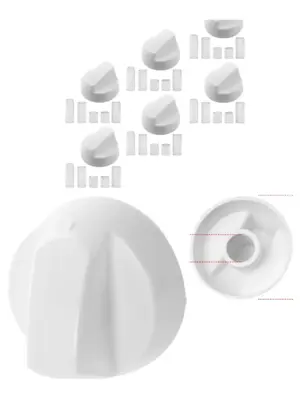White Universal Oven & Hob Control Knob Set – 6 Replacement Adapters