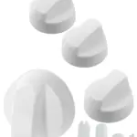White Universal Stove and Oven Control Knob with Adapter Set 2 pcs