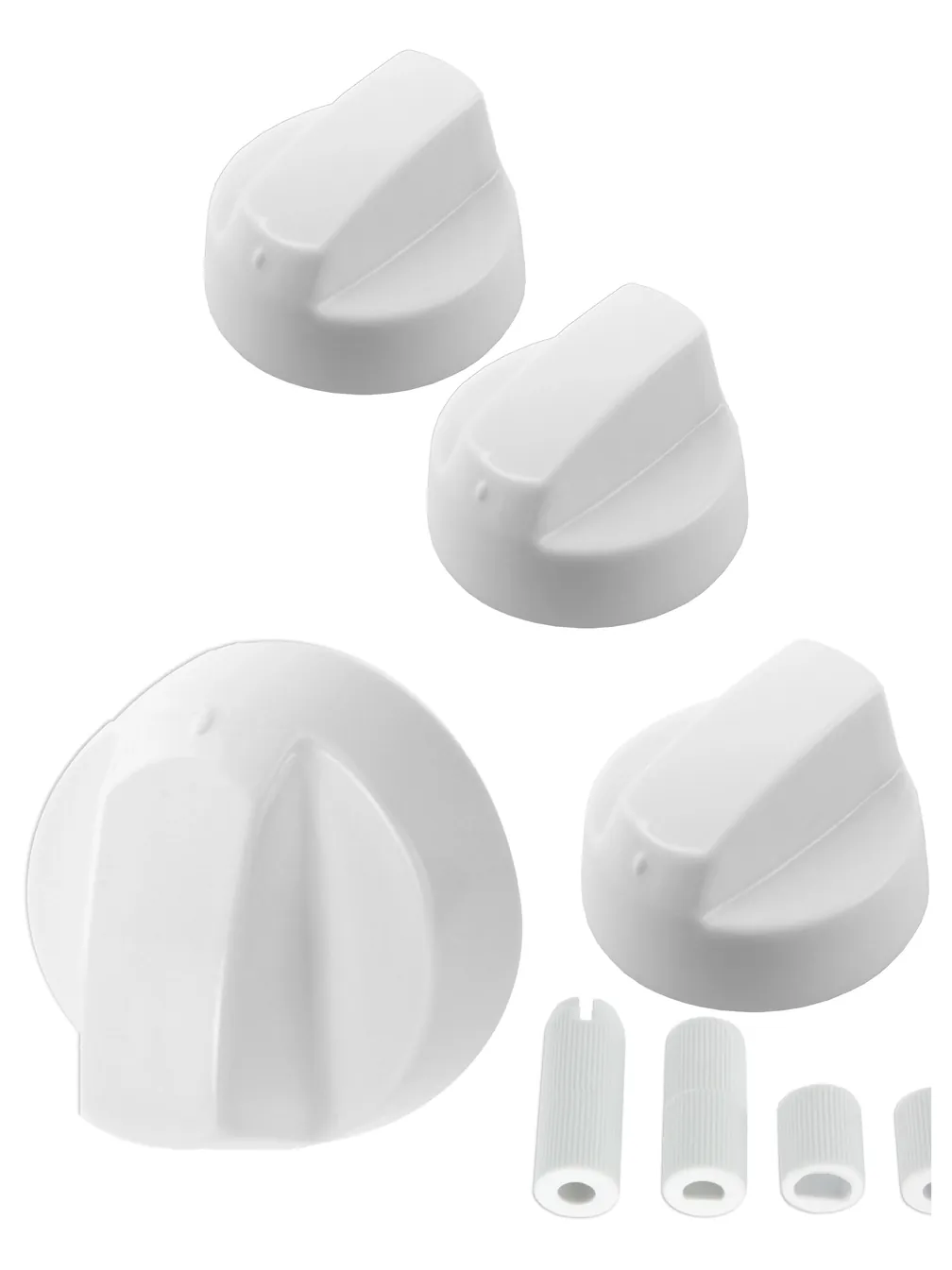 White Universal Stove and Oven Control Knob with Adapter Set 2 pcs