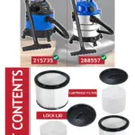 Wickes 20L 1250W Vacuum Wet/Dry Cartridge Filter with Foam Sleeve
