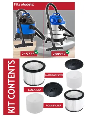 Wickes 20L 1250W Vacuum Wet/Dry Cartridge Filter with Foam Sleeve