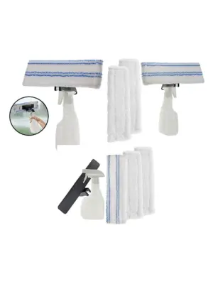Window Cleaning Kit Spray Bottle & 3 Microfiber Pads Streak‑Free Glass