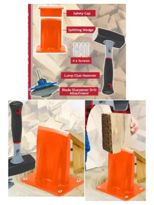 Wood Splitting Kit: Kindling Splitter, Hammer, Chisel & Sharpener