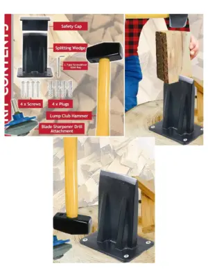 Wood Splitting Kit – Kindling Splitter, Mallet, Chisel & Sharpener