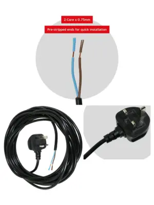 Yard Force Power Cable 8.4m UK Plug for Lawn Mower & Strimmer