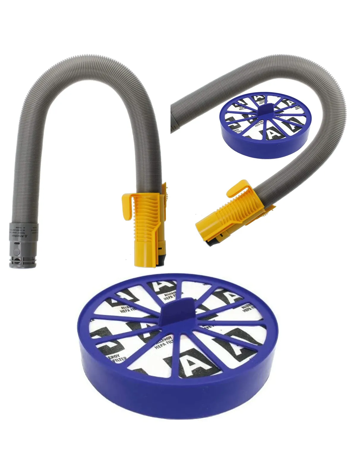 Yellow Stretch Hose & HEPA Post Filter for Dyson DC07 Vacuum