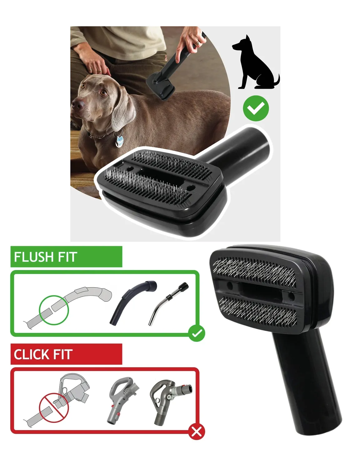 ZANUSSI 32mm Dog Grooming Brush – Pet Hair Removal Tool for Vacuums