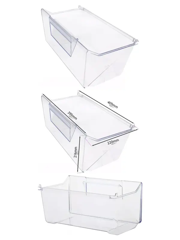 Zanussi Lower Freezer Drawer 405×216 mm Replacement – fits ZBB25431SA/ZBB27450SA/ZBB28475S