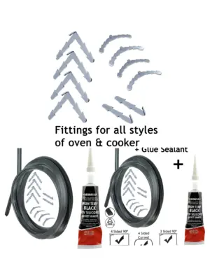 ZANUSSI Oven Door Gasket – 3 m Cut-to-Size Silicone Seal with 90° Clips