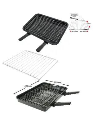 ZANUSSI Oven Grill Pan with Rack, Removable Handles & Adjustable Shelf