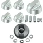 Zanussi Oven Replacement Control Knob – Silver Dial & Adapter, 4 Pack
