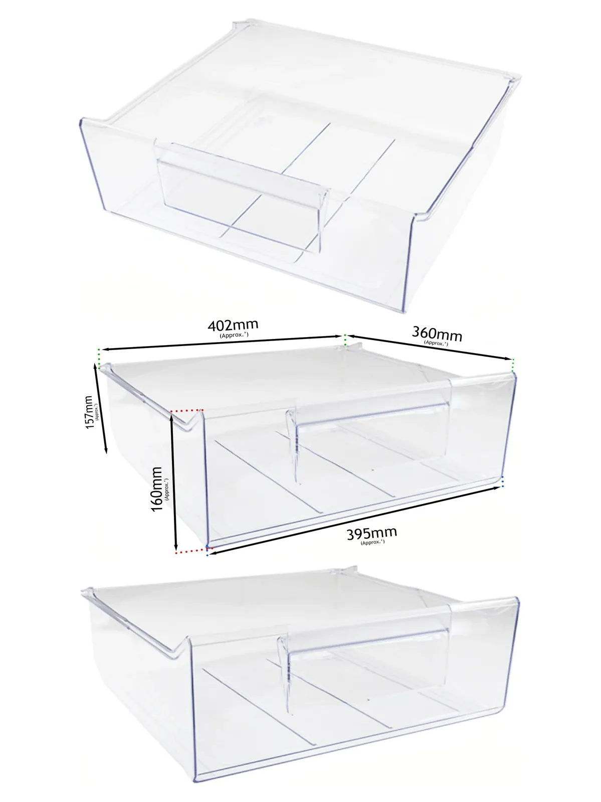 Zanussi Top-Middle Freezer Drawer Replacement 402×157 mm